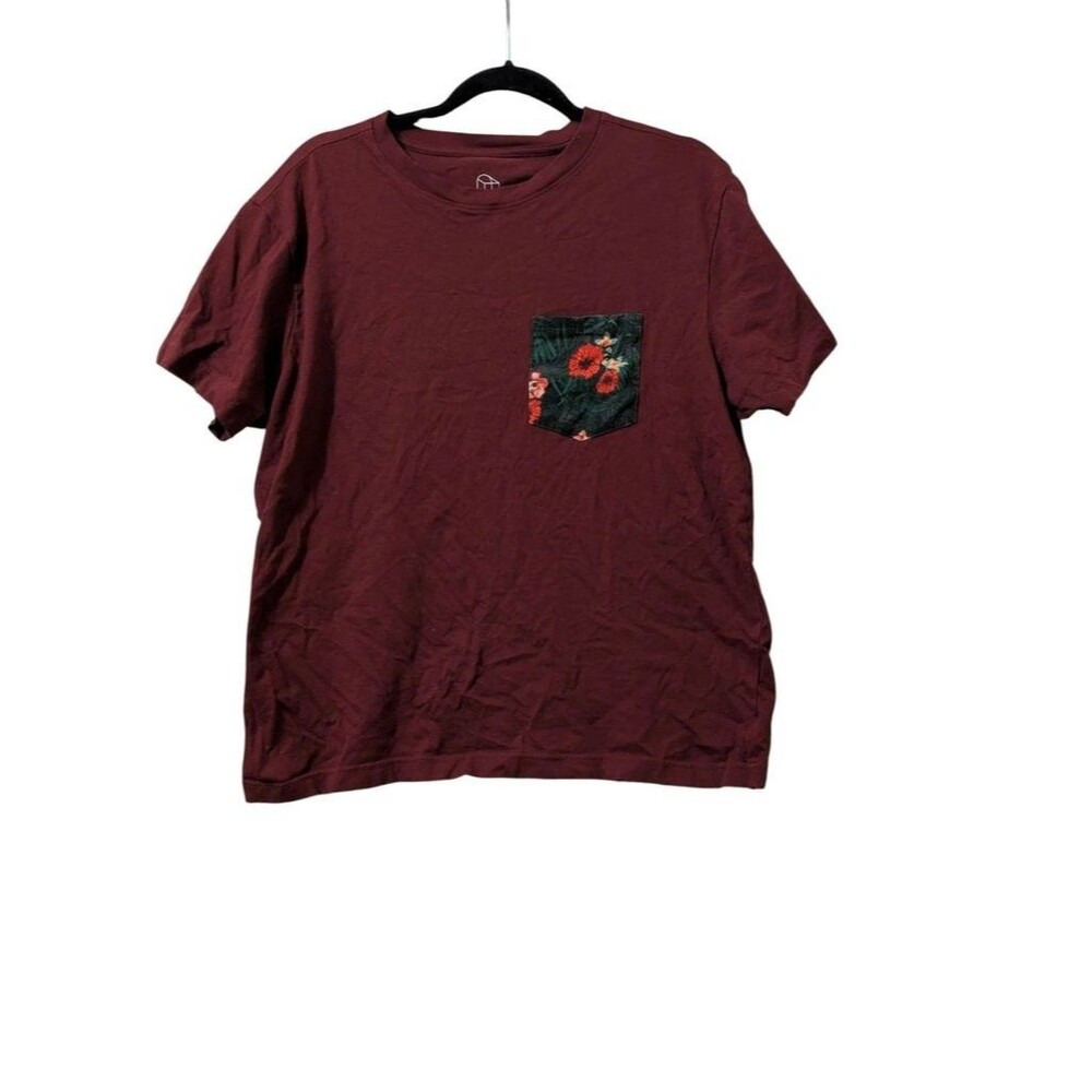 Original Use Maroon T-Shirt with Floral Pocket